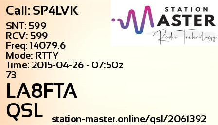 QSL Card for LA8FTA QSO with SP4LVK