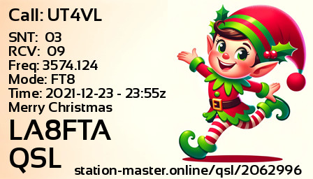 QSL Card for LA8FTA QSO with UT4VL