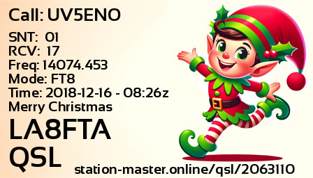 QSL Card for LA8FTA QSO with UV5ENO