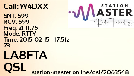 QSL Card for LA8FTA QSO with W4DXX