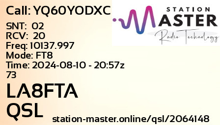 QSL Card for LA8FTA QSO with YQ60YODXC