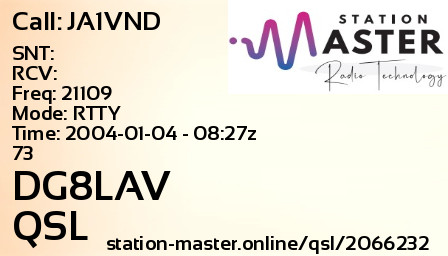 QSL Card for DG8LAV QSO with JA1VND