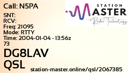 QSL Card for DG8LAV QSO with N5PA