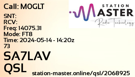 QSL Card for SA7LAV QSO with M0GLT