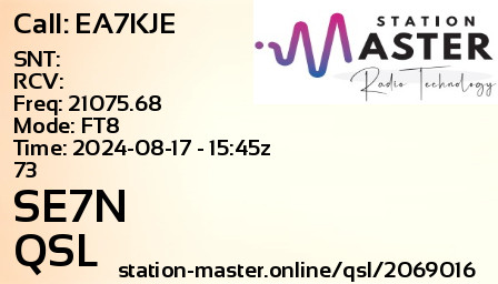 QSL Card for SE7N QSO with EA7KJE