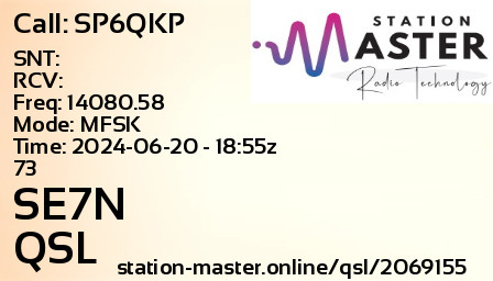 QSL Card for SE7N QSO with SP6QKP