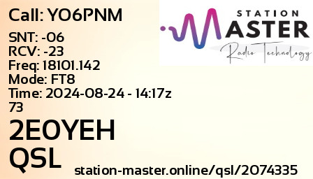 QSL Card for 2E0YEH QSO with YO6PNM