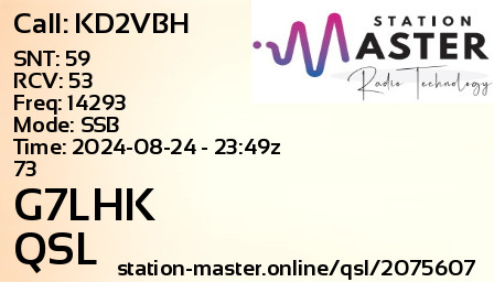 QSL Card for G7LHK QSO with KD2VBH