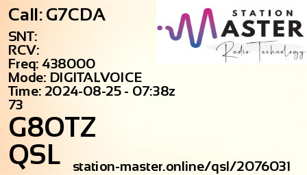 QSL Card for G8OTZ QSO with G7CDA