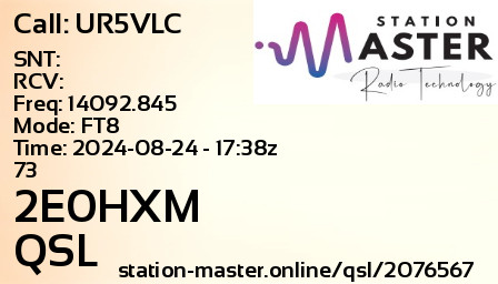 QSL Card for 2E0HXM QSO with UR5VLC
