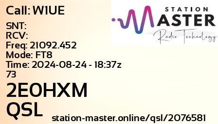 QSL Card for 2E0HXM QSO with W1UE