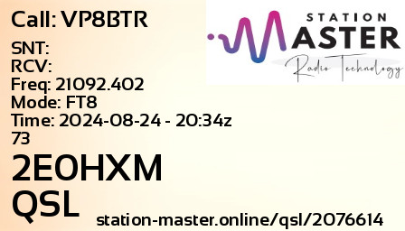 QSL Card for 2E0HXM QSO with VP8BTR