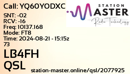 QSL Card for LB4FH QSO with YQ60YODXC
