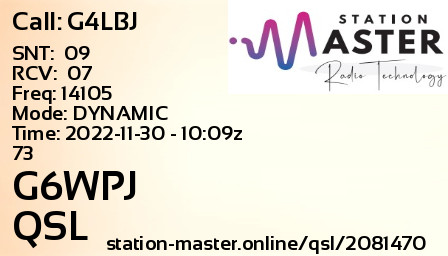 QSL Card for G6WPJ QSO with G4LBJ