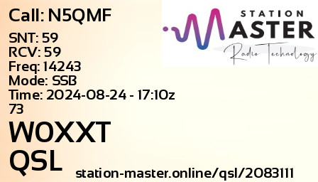 QSL Card for W0XXT QSO with N5QMF
