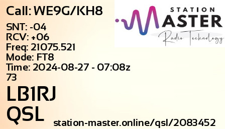QSL Card for LB1RJ QSO with WE9G/KH8