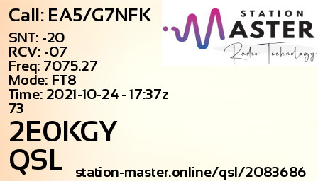 QSL Card for 2E0KGY QSO with EA5/G7NFK