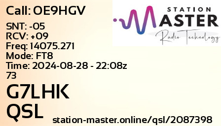 QSL Card for G7LHK QSO with OE9HGV
