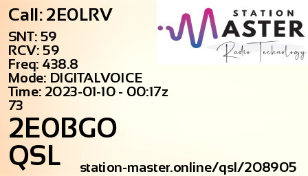 QSL Card for 2E0BGO QSO with 2E0LRV