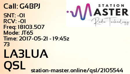 QSL Card for LA3LUA QSO with G4BPJ
