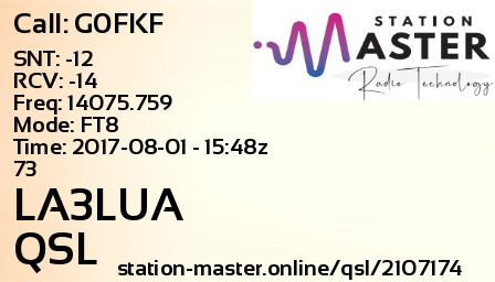 QSL Card for LA3LUA QSO with G0FKF