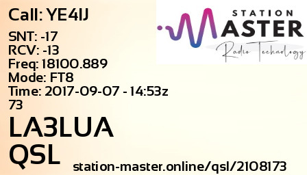 QSL Card for LA3LUA QSO with YE4IJ