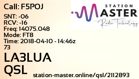 QSL Card for LA3LUA QSO with F5POJ