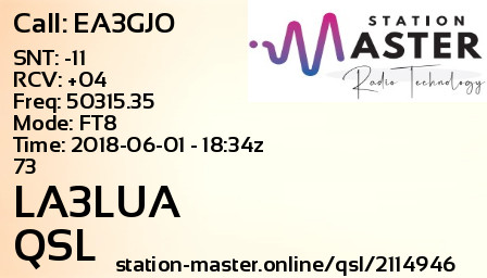 QSL Card for LA3LUA QSO with EA3GJO