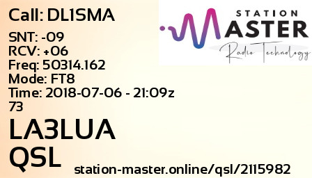QSL Card for LA3LUA QSO with DL1SMA