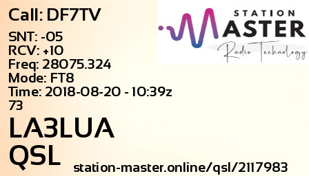 QSL Card for LA3LUA QSO with DF7TV