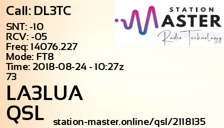 QSL Card for LA3LUA QSO with DL3TC