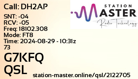 QSL Card for G7KFQ QSO with DH2AP