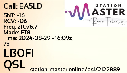 QSL Card for LB0FI QSO with EA5LD
