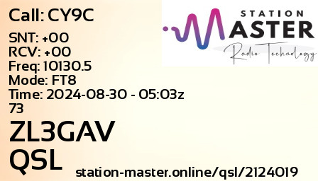 QSL Card for ZL3GAV QSO with CY9C