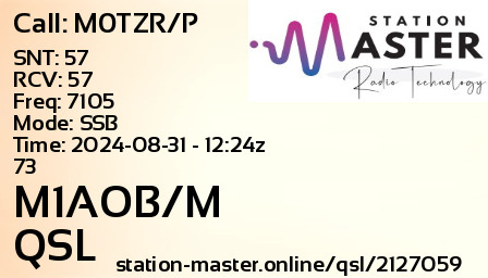QSL Card for M1AOB/M QSO with M0TZR/P