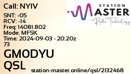 QSL Card for GM0DYU QSO with NY1V