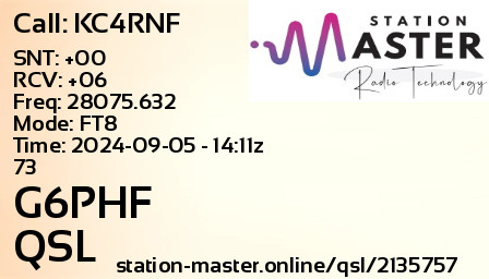QSL Card for G6PHF QSO with KC4RNF