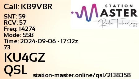 QSL Card for KU4GZ QSO with KB9VBR
