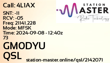 QSL Card for GM0DYU QSO with 4L1AX