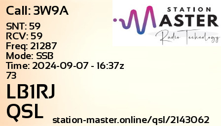 QSL Card for LB1RJ QSO with 3W9A