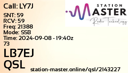 QSL Card for LB7EJ QSO with LY7J