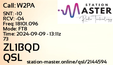 QSL Card for ZL1BQD QSO with W2PA