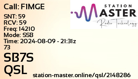 QSL Card for SB7S QSO with F1MGE