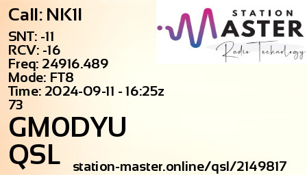 QSL Card for GM0DYU QSO with NK1I