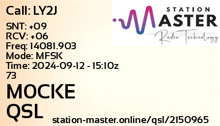QSL Card for M0CKE QSO with LY2J