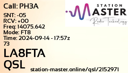 QSL Card for LA8FTA QSO with PH3A
