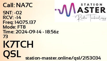 QSL Card for K7TCH QSO with NA7C