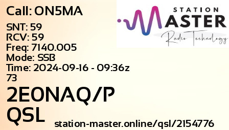 QSL Card for 2E0NAQ/P QSO with ON5MA