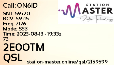 QSL Card for 2E0OTM QSO with ON6ID