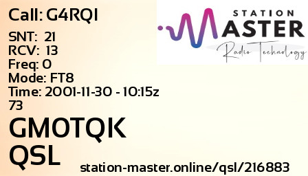 QSL Card for GM0TQK QSO with G4RQI